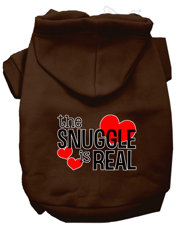 The Snuggle is Real Screen Print Dog Hoodie Brown M